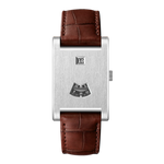 silver brushed case leather strap