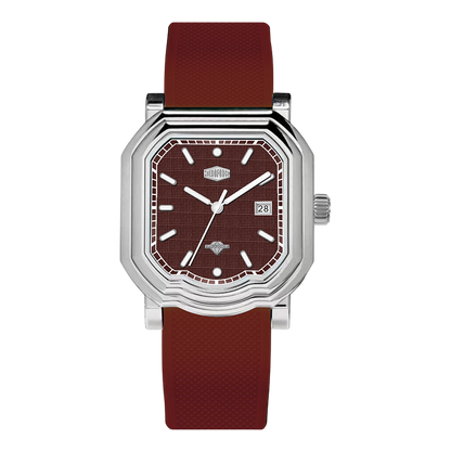 silver case brown dial