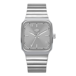 silver dial steel watch