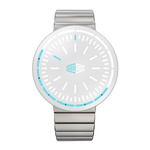 silver metal band white dial