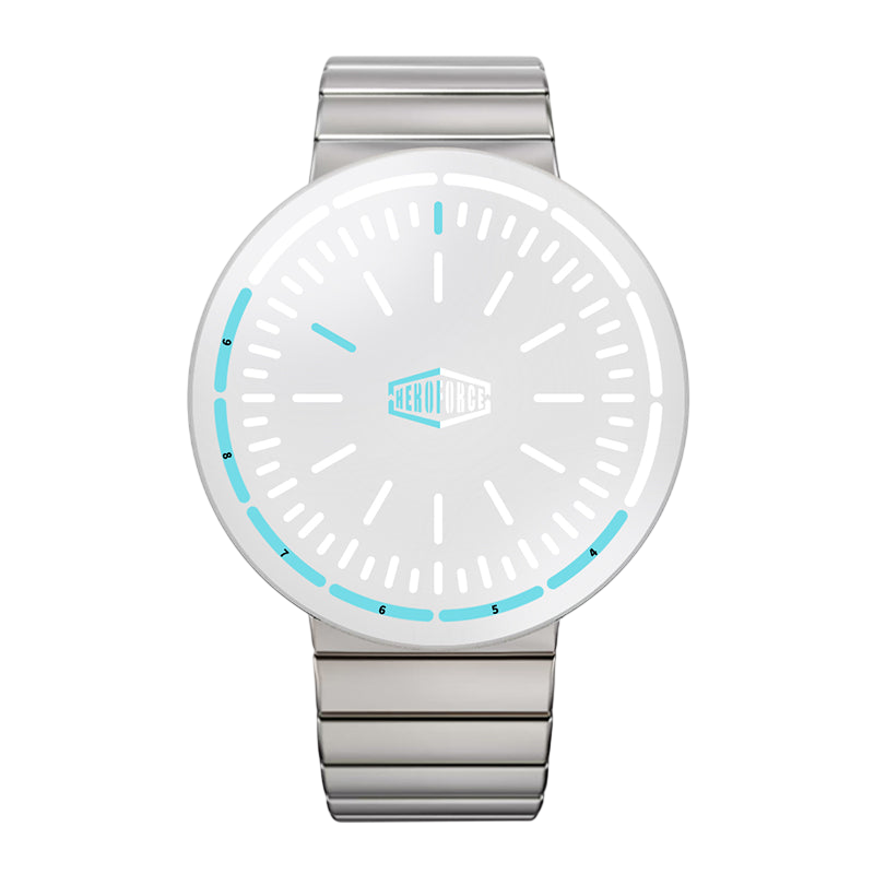 silver metal band white dial
