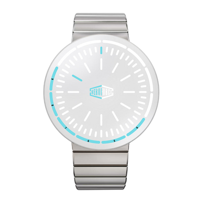 silver metal band white dial