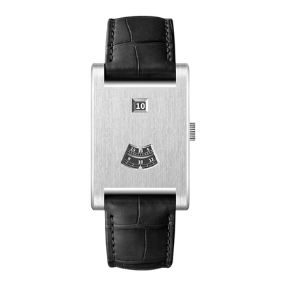 silver watch black strap