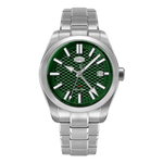 silver watch green dial