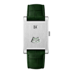 silver watch green strap
