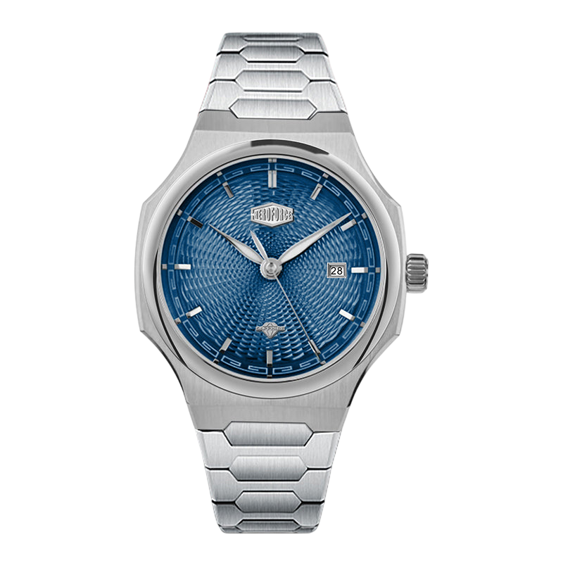 steel case blue dial