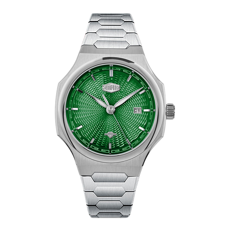 steel case green dial