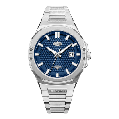 teal dial steel watch