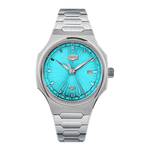 turquoise dial steel watch