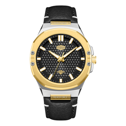 two-tone case black dial, front view