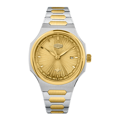two-tone gold sunburst dial