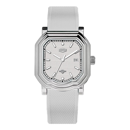 white dial silver case