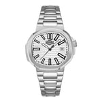 white dial steel watch